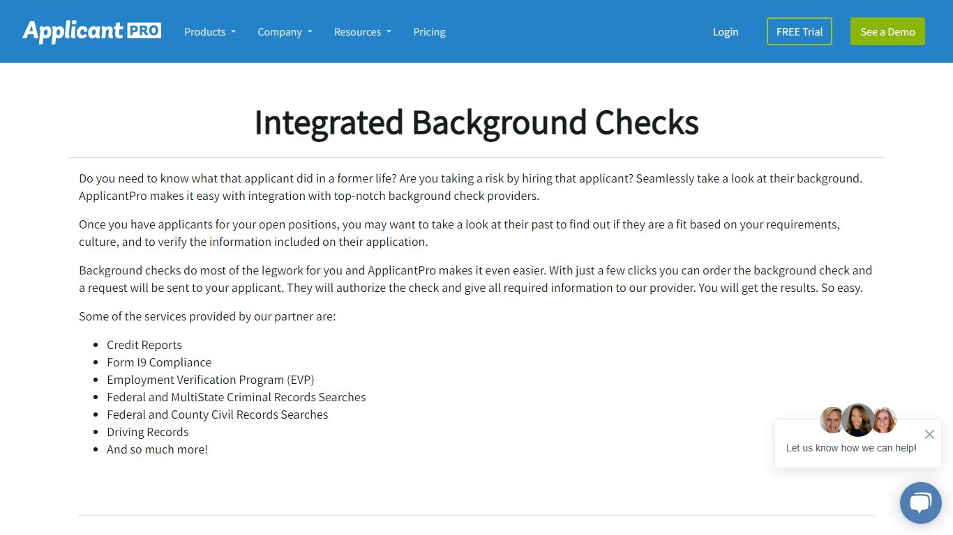 Integrated Background Checks | ApplicantPro