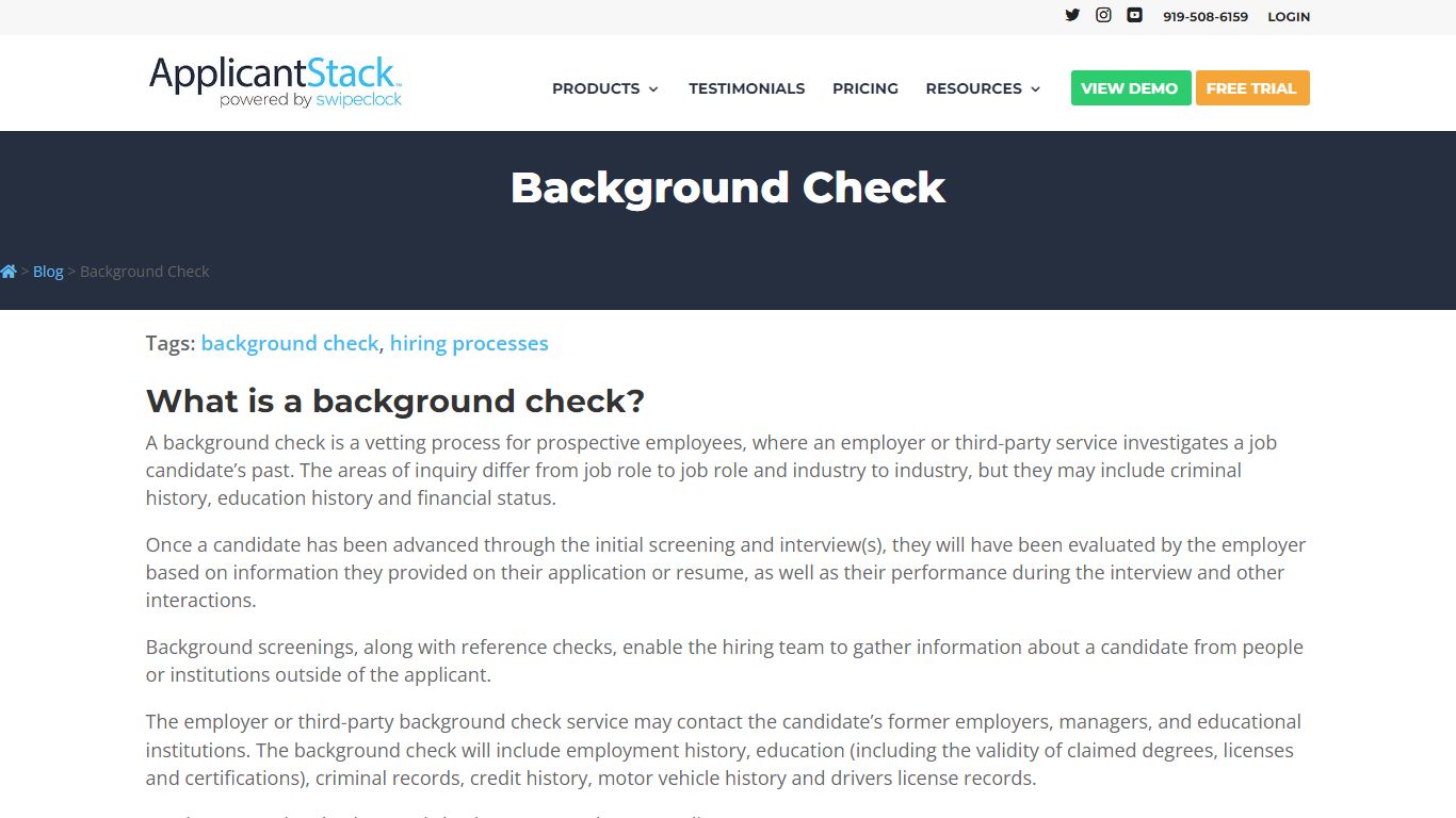 Background Check - ApplicantStack